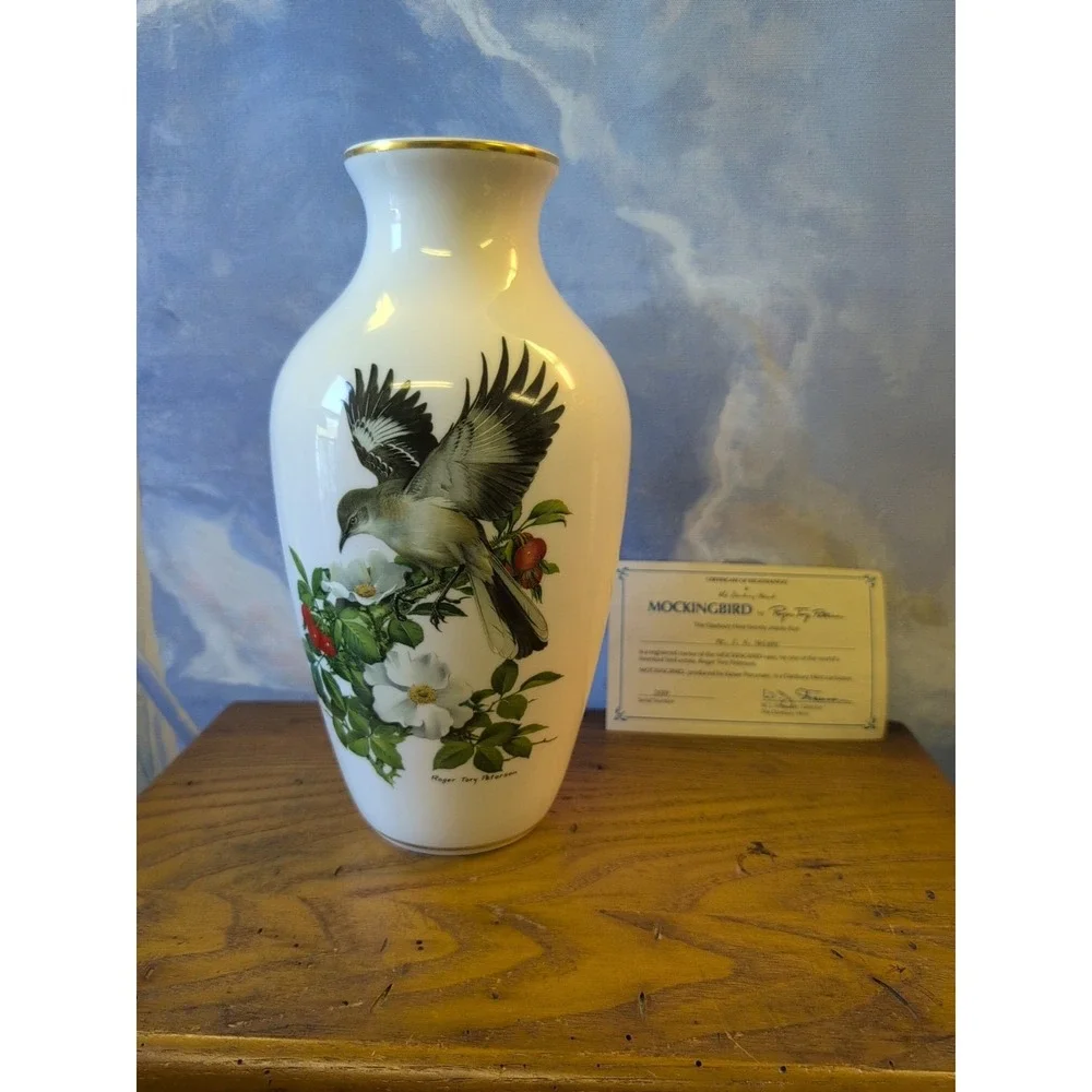 Kaiser Vintage Porcelain Mocking Bird By Roger Tory Peterson For Danbury Mint